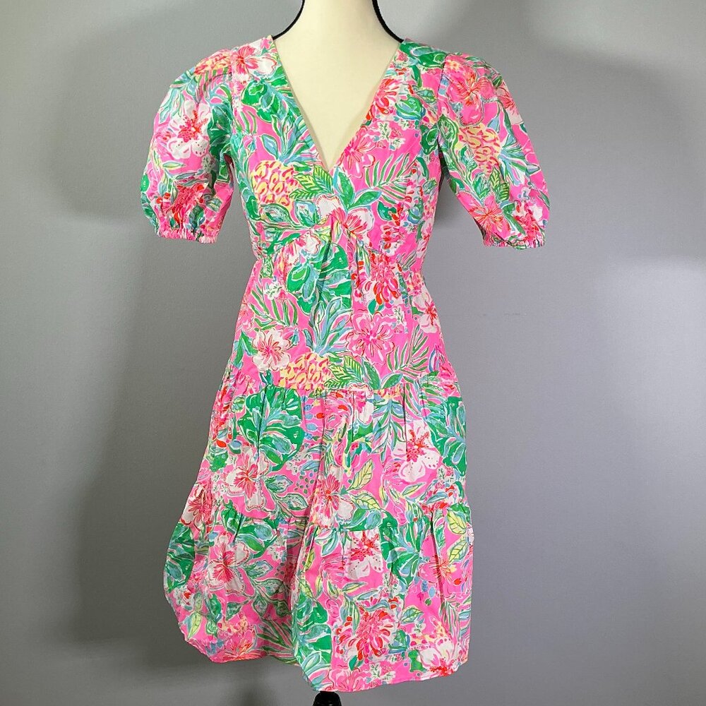 Lilly Pulitzer Pink Green Floral Midi Dress